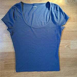 Hollister Women's Short Sleeve Ribbed Blue Tee